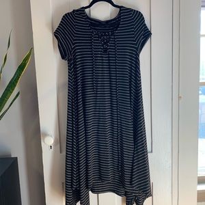 Striped shark-bite dress